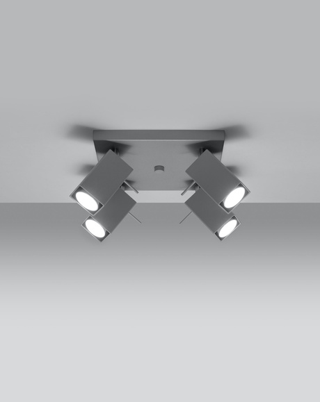 Plafonieră MERIDA 4 gri + 4x bec LED GU-10 3000K Warm 7W 620lm