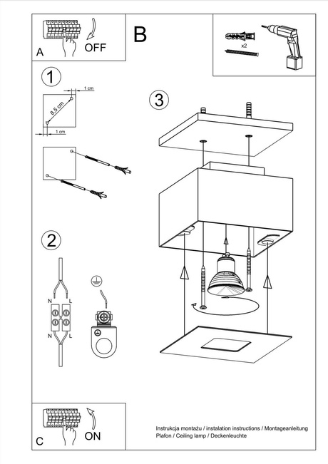 Plafonieră MONO 1 negru + 1x bec LED GU-10 4000K rece 7W 630lm