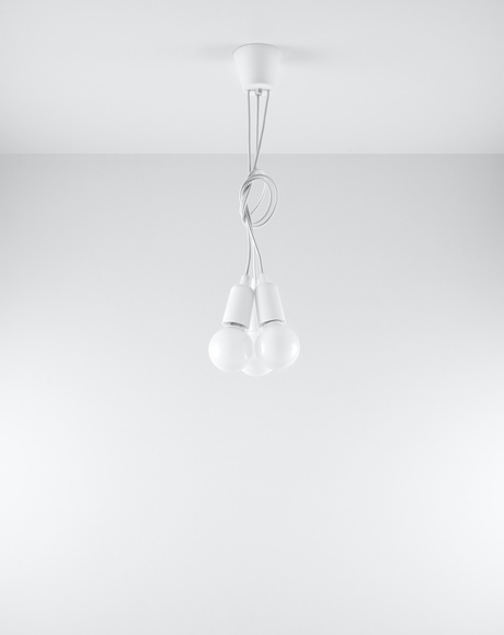 DIEGO 3 lampă suspendată alb + 3x bec LED E27 4000K rece 7,5W 650lm