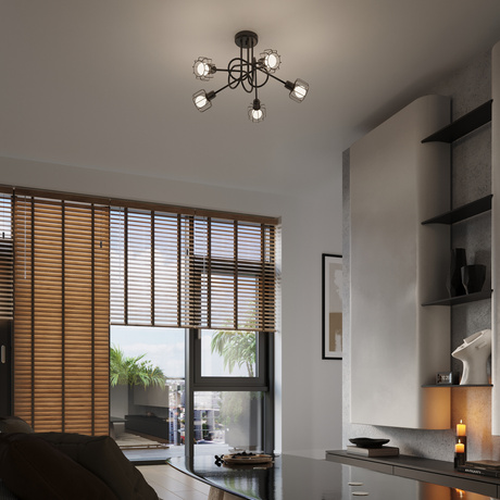 Plafonieră BELUCI 3 negru + 3x bec LED E14 3000K cald 7.5W 620lm