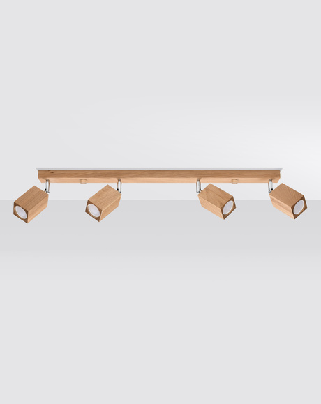 Plafonieră KEKE 4 stejar + 4x bec LED GU-10 4000K Rece 7W 630lm