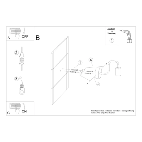 Lampă de perete VECTOR negru