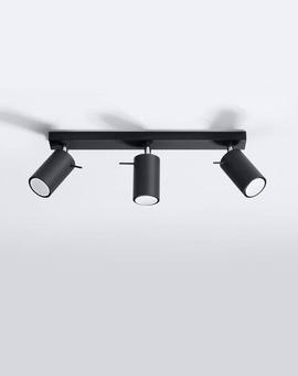 Plafonieră RING 3L negru + 3x bec LED GU-10 4000K rece 7W 630lm