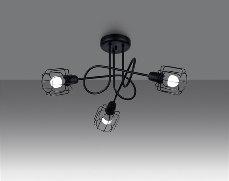 Candelabru BELUCI 3S negru + 3x bec LED E14 3000K cald 7.5W 620lm