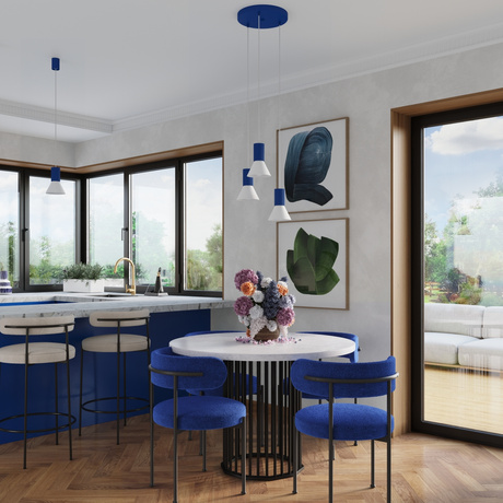 Lampă suspendată ESTRIA 3P alb/ultramarin