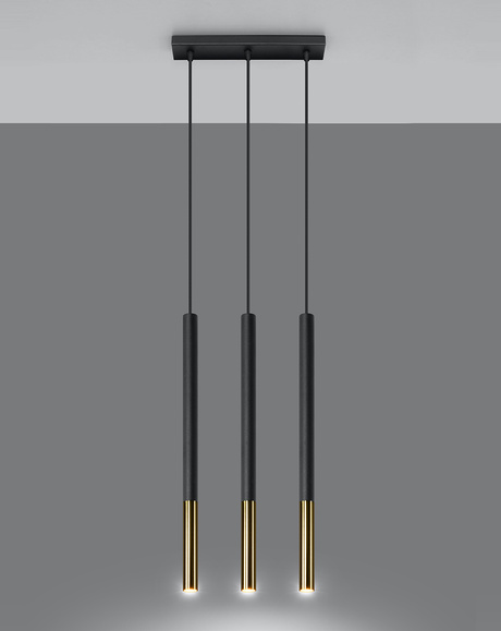 MOZAICA 3L negru / aur lampă suspendată + 3x bec LED G9 4000K rece 4,5W 530lm