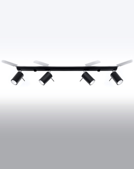 Plafonieră RING 4L negru + 4x bec LED GU-10 3000K Warm 7W 620lm