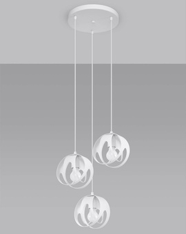 TULOS 3P lampă suspendată alb + 3x bec LED E27 3000K cald 7,5W 620lm