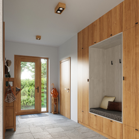 Plafonieră QUATRO 1 lemn natural + 1x bec LED GU10 AR111 3000K Warm 12W 800lm