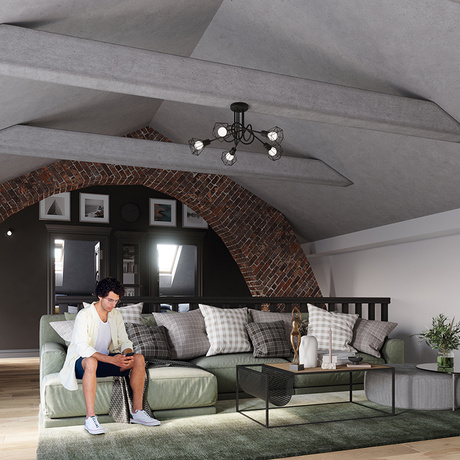 Plafonieră ARTEMIS 3 negru + 3x bec LED E14 3000K Warm 7.5W 620lm