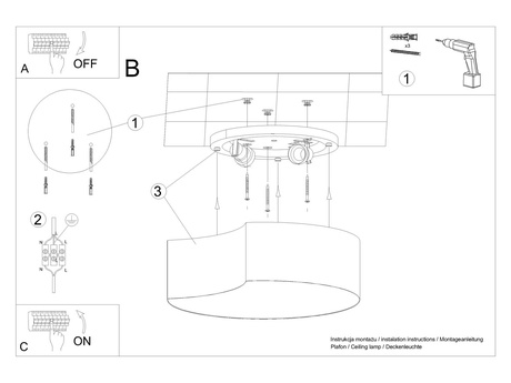 Plafonieră CIRCLE 1 alb + 2x bec LED E27 3000K cald 7.5W 620lm