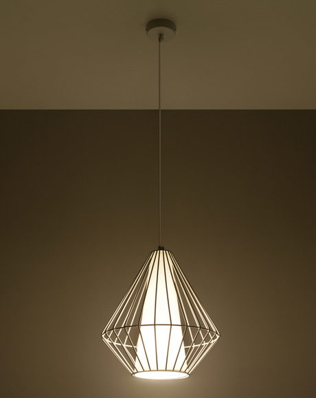 Lampă suspendată DEMI alb + 1x bec LED E27 4000K rece 7,5W 650lm