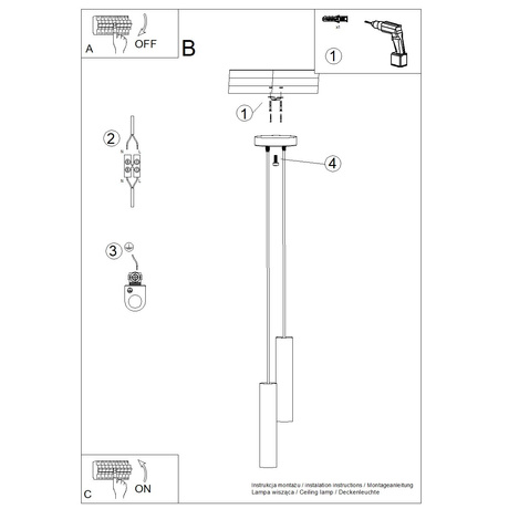 Lampă suspendată LAGOS 2P negru
