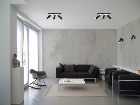 DIREZIONE lampă de perete negru + 1x bec LED GU-10 3000K cald 7W 620lm