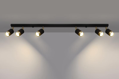 Plafonieră NERO 6 negru/gold + 6x bec LED GU-10 4000K Cold 7W 630lm