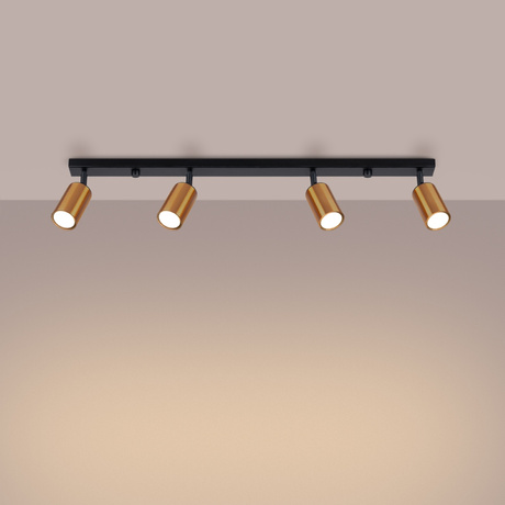 Plafonieră WINX 4L negru / cupru + 4x bec LED GU-10 4000K rece 7W 530lm