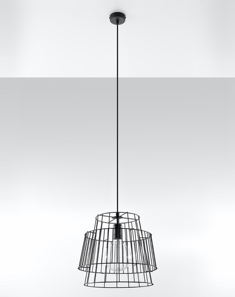 GATE lampă suspendată negru + 1x bec LED E27 3000K cald 7.5W 620lm