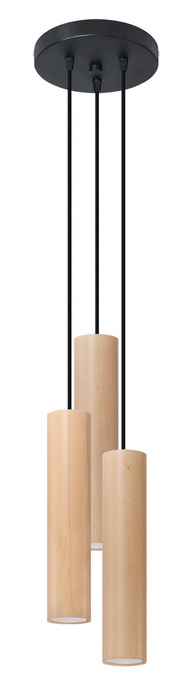 LINO 3P lampă suspendată lemn natural + 3x LED GU-10 4000K rece 7W 630lm bec