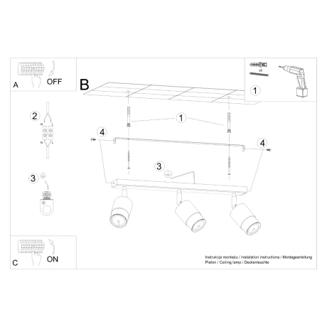Plafonieră NERO 3 negru/golden