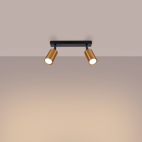 Plafonieră WINX 2 negru / cupru + 2x bec LED GU-10 3000K Warm 7W 510lm