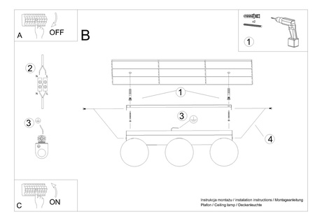 Plafonieră YOLI 3 negru + 3x bec LED G9 3000K Warm 4.5W 450lm