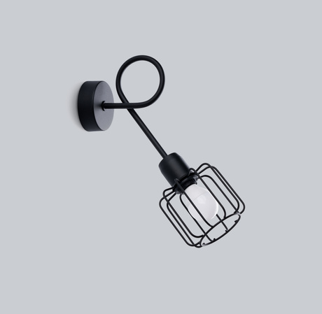 BELUCI 1S lampă de perete negru + 1x bec LED E14 3000K Warm 7.5W 620lm