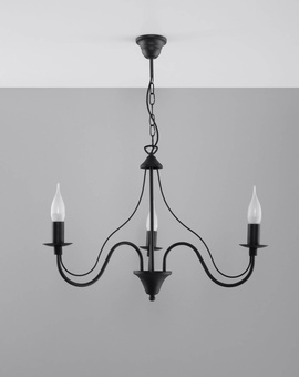 Candelabru MINERWA 3 negru + 3x bec LED E14 3000K cald 7.5W 620lm