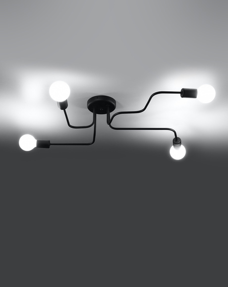 Candelabru VECTOR 4 negru + 4x bec LED E27 3000K cald 7.5W 620lm