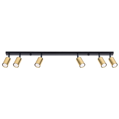 Plafonieră WINX 6L negru / auriu + 6x bec LED GU-10 4000K rece 7W 530lm