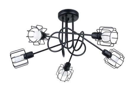Candelabru BELUCI 5S negru + 5x bec LED E14 3000K cald 7.5W 620lm