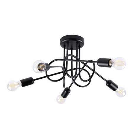 Candelabru SUPEŁ 5 negru + 5X bec LED E27 3000K 7W 760lm
