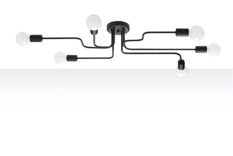 Candelabru VECTOR 6 negru + 6x bec LED E27 3000K cald 7.5W 620lm