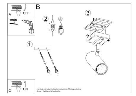 Plafonieră DIREZIONE 1 alb + 1x bec LED GU-10 3000K cald 7W 620lm