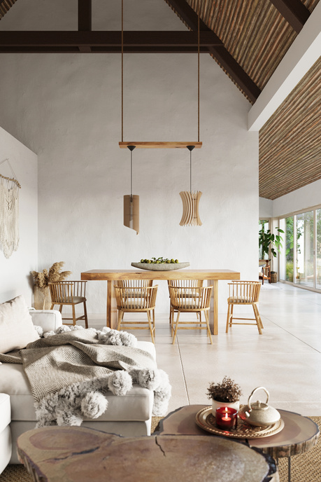 ALEXIA lampă suspendată lemn natural + 1x bec LED E27 3000K cald 7.5W 620lm