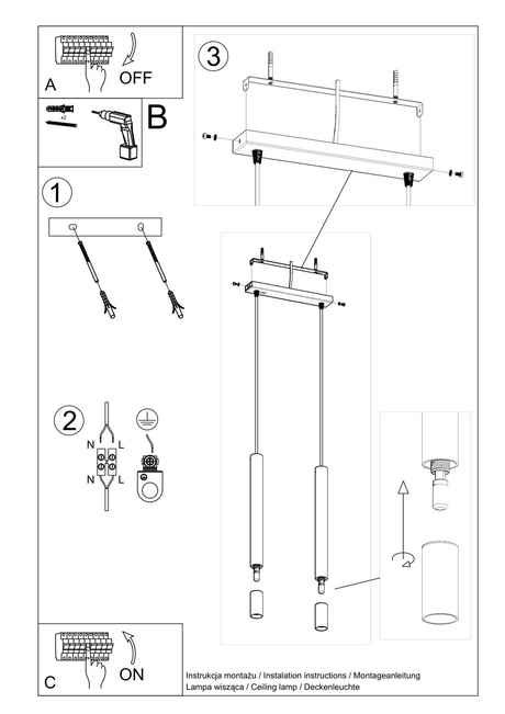 WEZYR 2 lampă suspendată albă + 2x bec LED G9 3000K Warm 4.5W 510lm