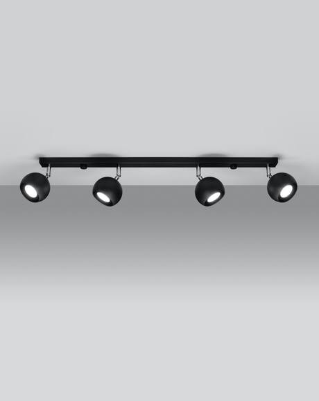 Plafonieră OCULARE 4L negru + 4x bec LED GU-10 4000K rece 7W 630lm