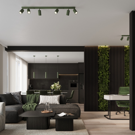 Lampă suspendată KARBON 3L verde măsliniu