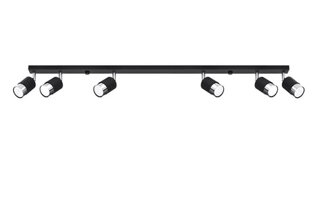 Plafonieră NERO 6 negru/cromo + 6x bec LED GU-10 4000K Cold 7W 630lm