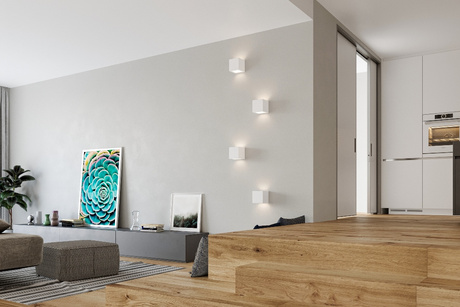 Lampă de perete ceramică LEO alb + 1x bec LED E27 3000K cald 7.5W 620lm