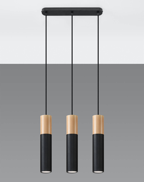 PABLO 3 lampă suspendată negru + 3x bec LED GU-10 4000K rece 7W 630lm