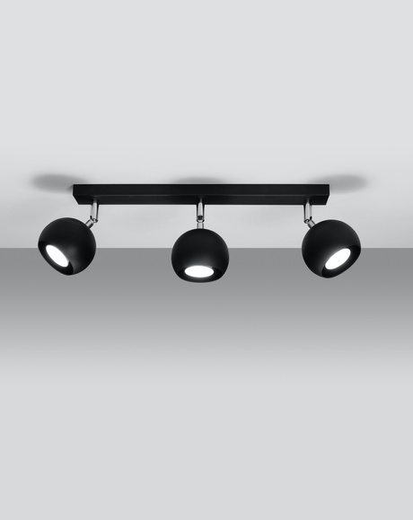 Plafonieră OCULARE 3 negru + 3x bec LED GU-10 3000K cald 7W 620lm