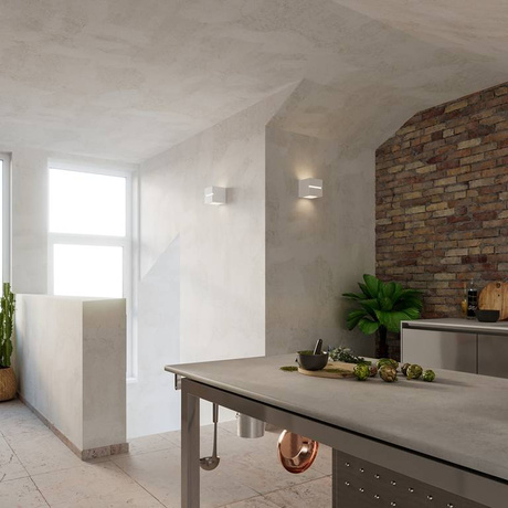 Lampă de perete ceramică LEO LINE alb + 1x bec LED E27 4000K rece 7.5W 650lm