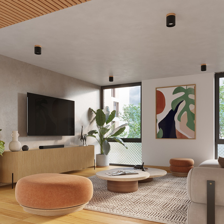 RIF plafonieră negru + 1x bec LED GU-10 4000K rece 7W 530lm