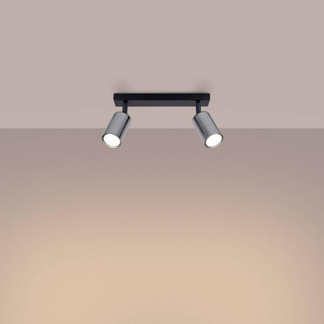 Plafonieră WINX 2 negru/cromo + 2 becuri LED GU-10 4000K Cold 7W 530lm