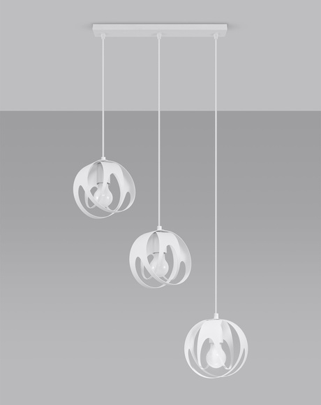 TULOS 3L lampă suspendată albă + 3x bec LED E27 3000K Warm 7.5W 620lm