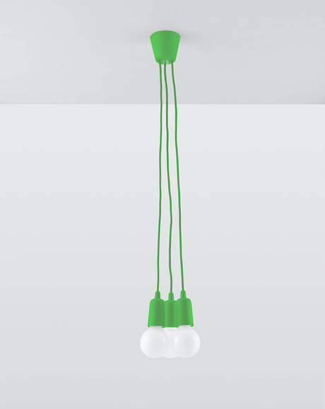 DIEGO 3 lampă suspendată verde + 3x bec LED E27 3000K Warm 7,5W 620lm