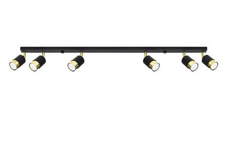 Plafonieră NERO 6 negru/gold + 6x bec LED GU-10 4000K Cold 7W 630lm