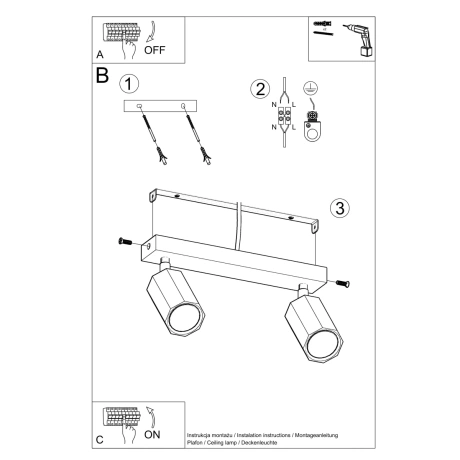 Plafonieră ZEKE 2 stejar