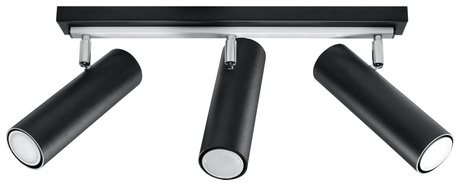 Plafonieră DIREZIONE 3 negru + 3x bec LED GU-10 3000K Warm 7W 620lm