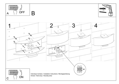 EMILIO lampă de perete + 2x bec LED E14 3000K 8W 620lm